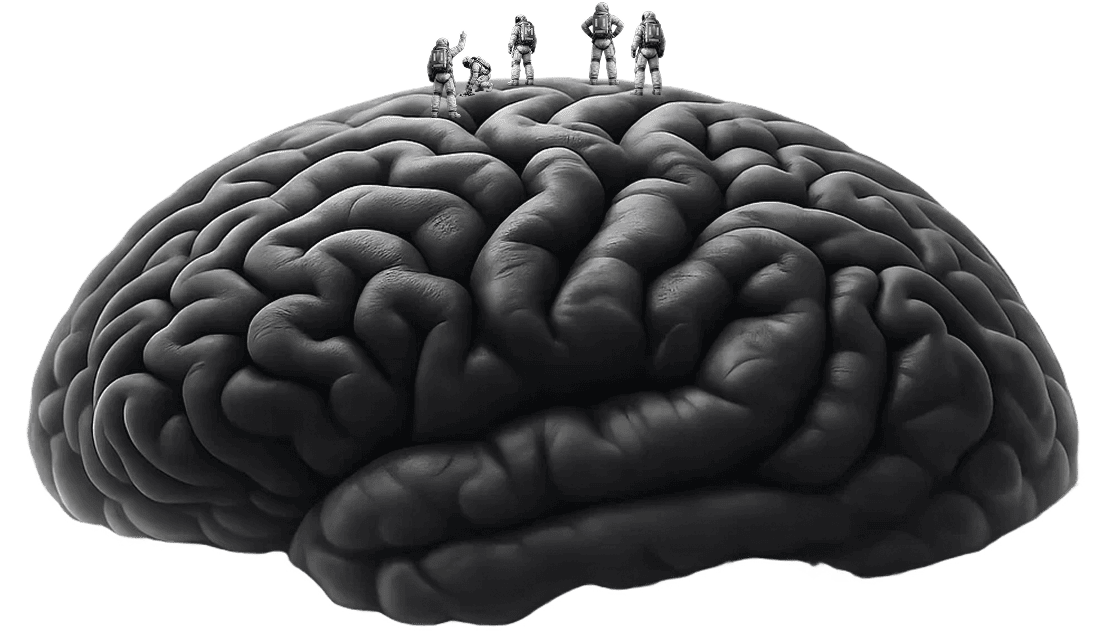 Astronaut standing on brain